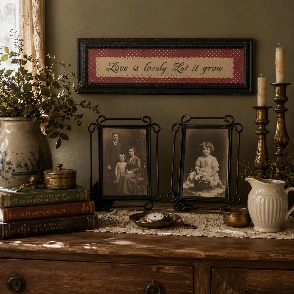 Vintage 5x7 Black Scroll Picture Frames Set Love Is Lovely Let It Grow Decor